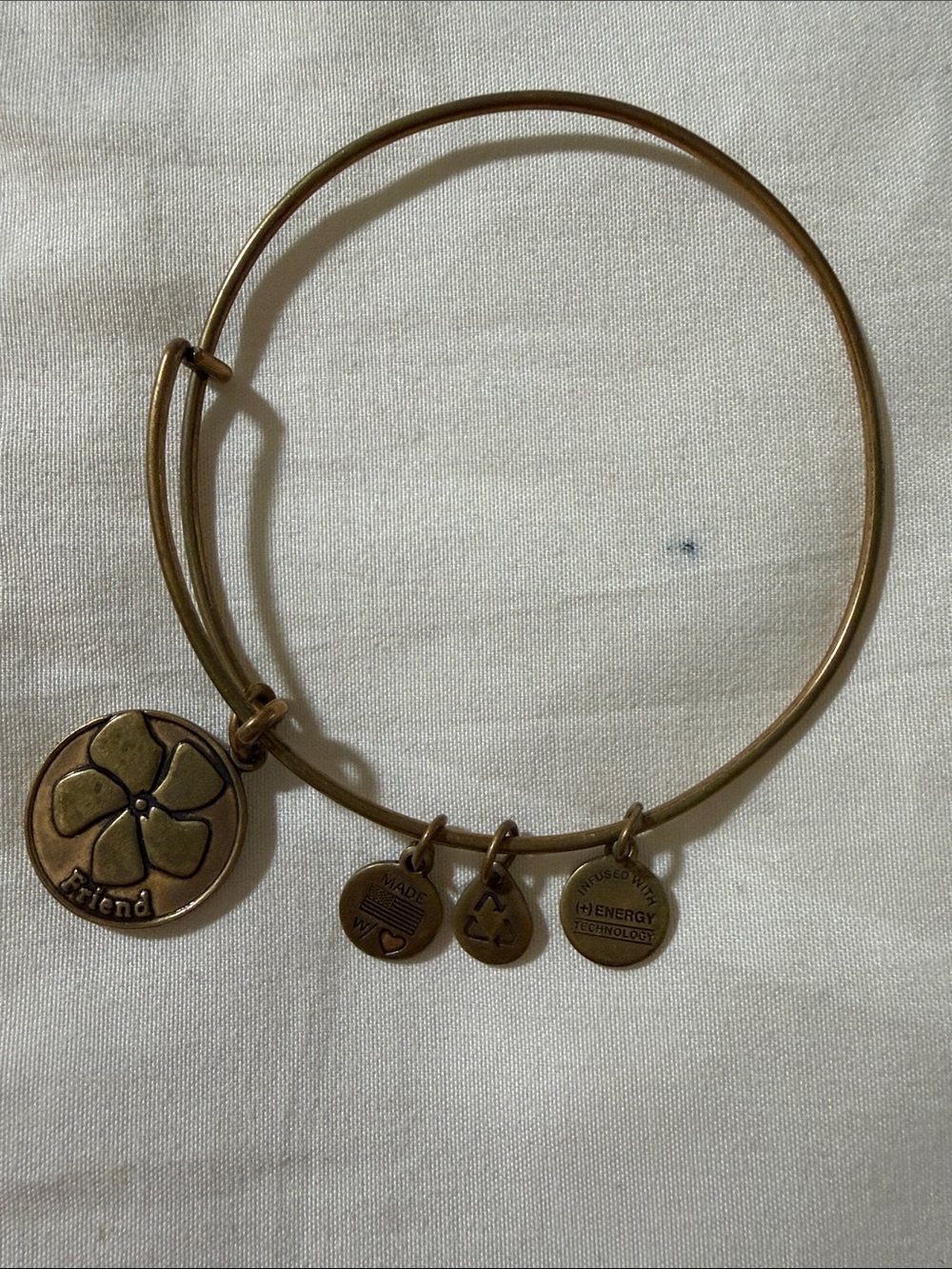 Alex and Ani Gold Flower 'Friend' Charm Bangle